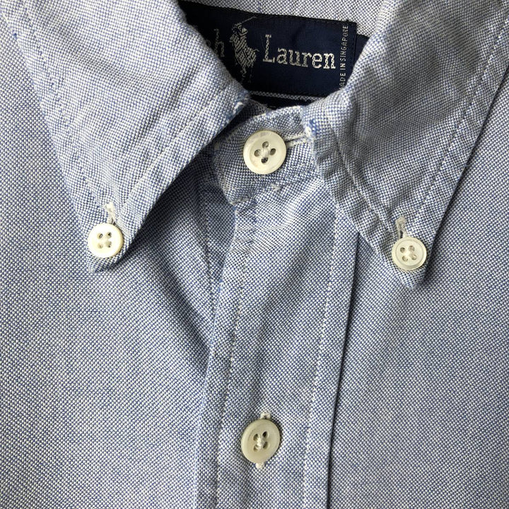 Ralph Lauren long sleeve button down shirt, men's size L cotton navy blue type Vintage Second Hand