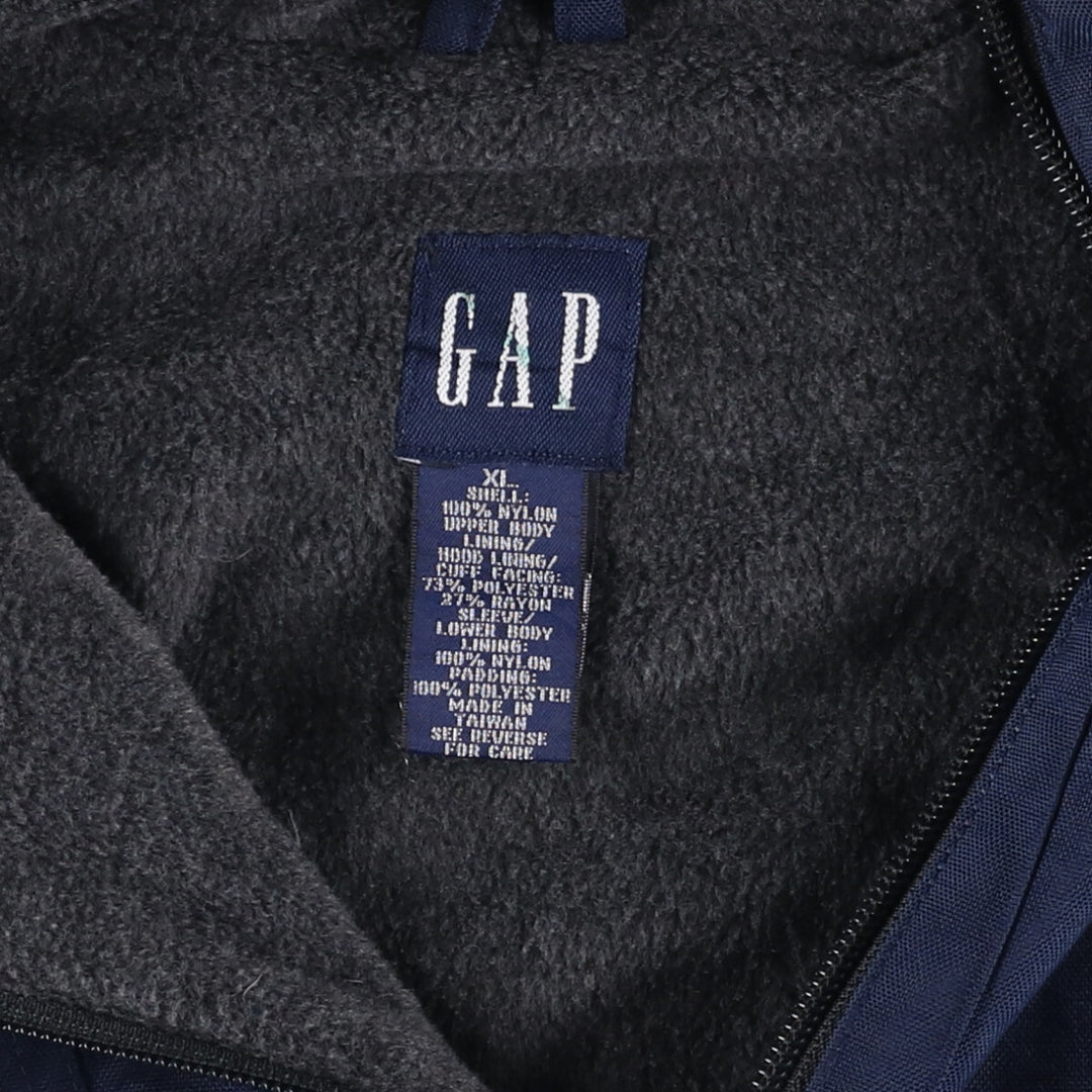 90'S GAP Vintage Padded Puffer Jacket Anorak Parka, Men's XL Nylon navy blue type Vintage Second Hand