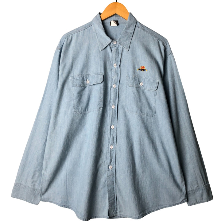 Vintage 1980'S Prentiss long-sleeved cotton shirt, made in the USA, men's size XL cotton Blue type light blue Vintage Second Hand