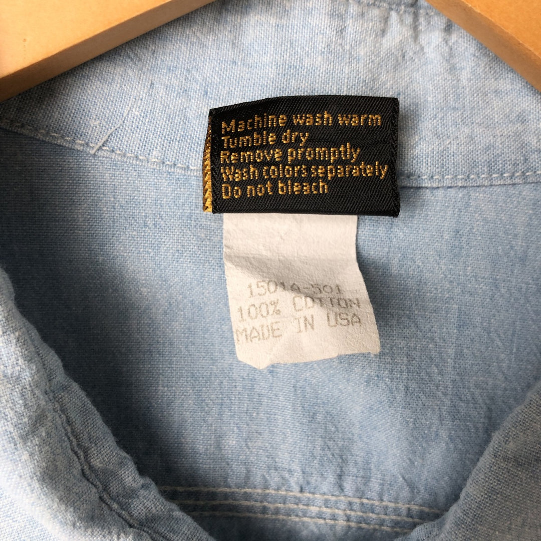 Vintage 1980'S Prentiss long-sleeved cotton shirt, made in the USA, men's size XL cotton Blue type light blue Vintage Second Hand