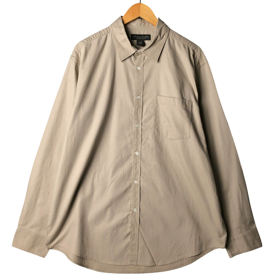 2000'S Banana Republic long-sleeved cotton shirt, men's size XL cotton Beige type Vintage Second Hand