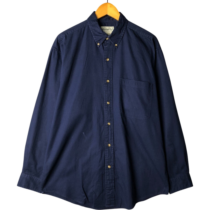 Eddie Bauer long-sleeved button-down shirt, men's size M cotton navy blue type Vintage Second Hand