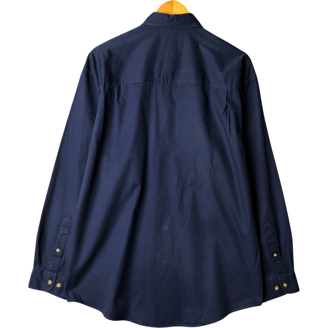 Eddie Bauer long-sleeved button-down shirt, men's size M cotton navy blue type Vintage Second Hand