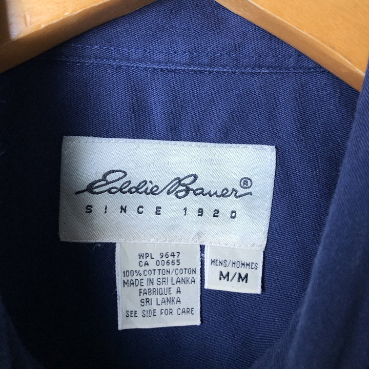 Eddie Bauer long-sleeved button-down shirt, men's size M cotton navy blue type Vintage Second Hand