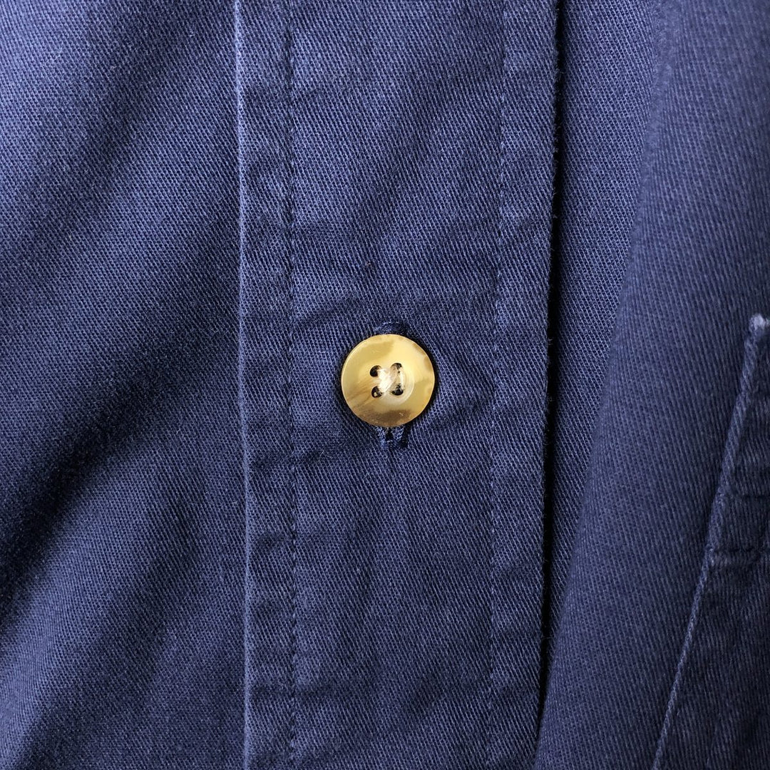 Eddie Bauer long-sleeved button-down shirt, men's size M cotton navy blue type Vintage Second Hand