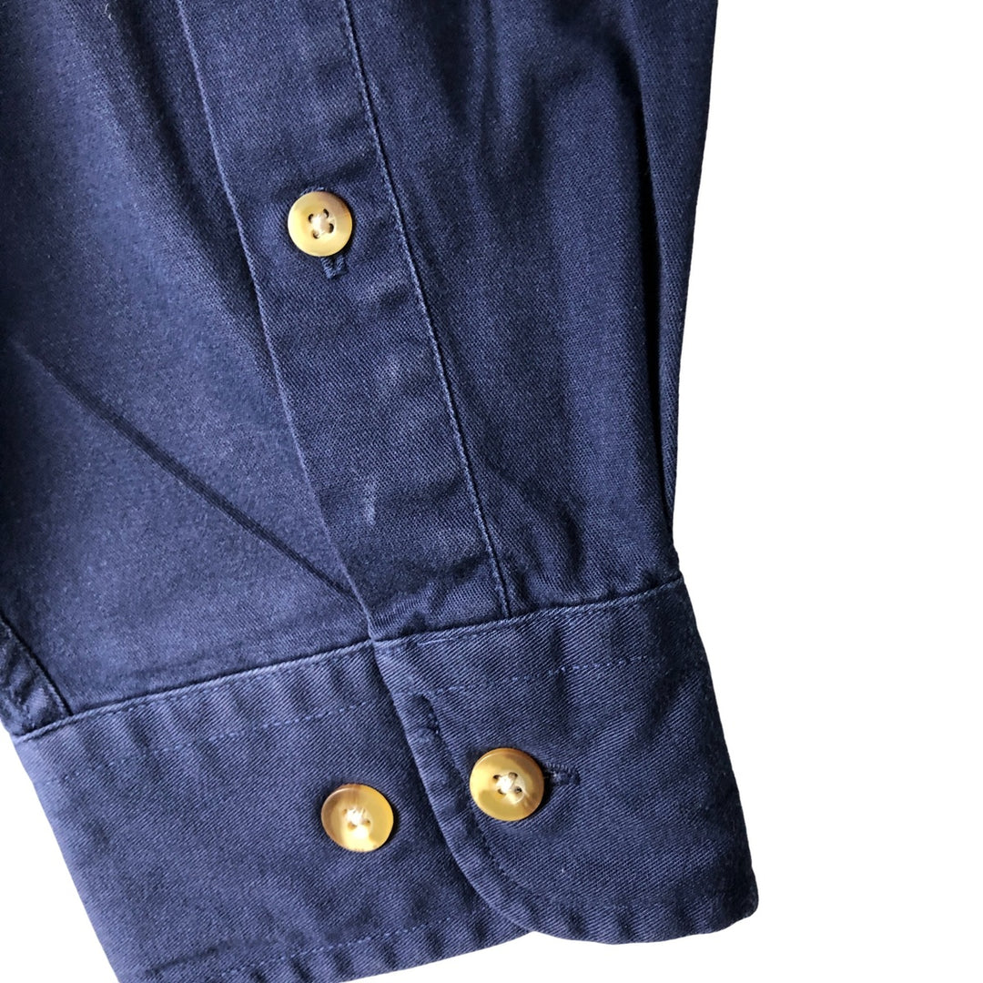 Eddie Bauer long-sleeved button-down shirt, men's size M cotton navy blue type Vintage Second Hand