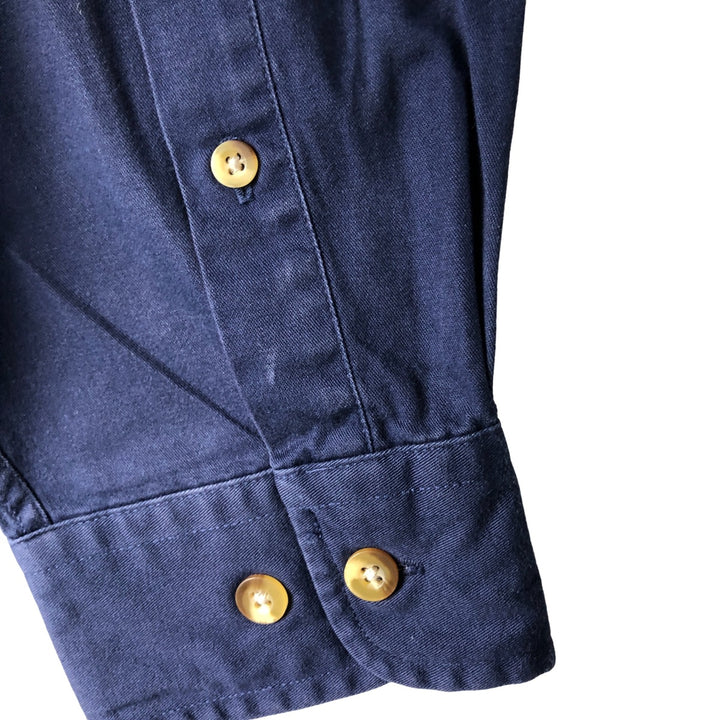 Eddie Bauer long-sleeved button-down shirt, men's size M cotton navy blue type Vintage Second Hand