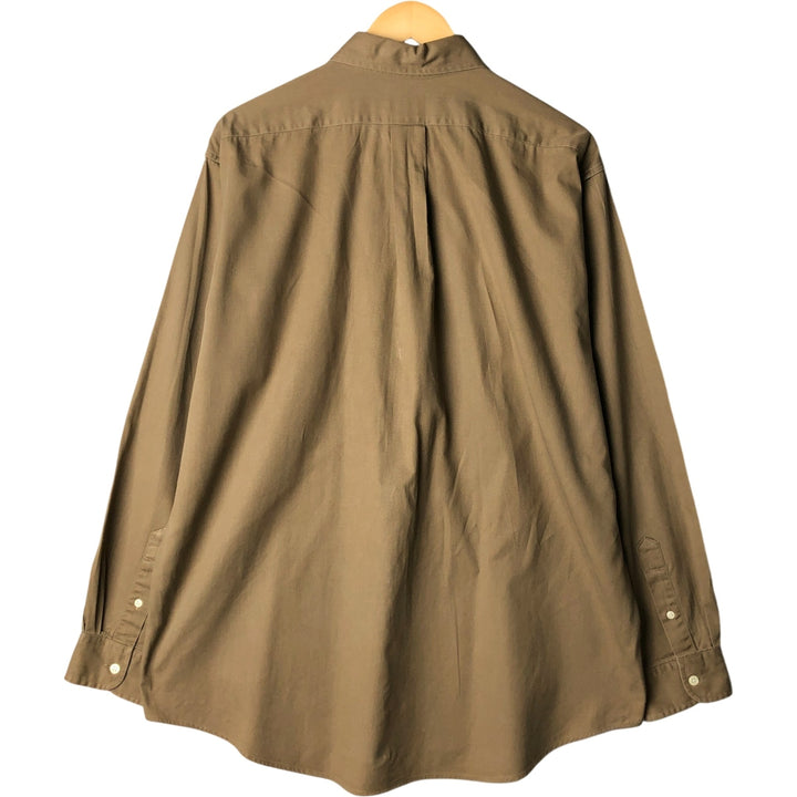 90'S J.Crew Vintage long sleeve button down shirt, size L for men cotton Khaki type brown Vintage Second Hand