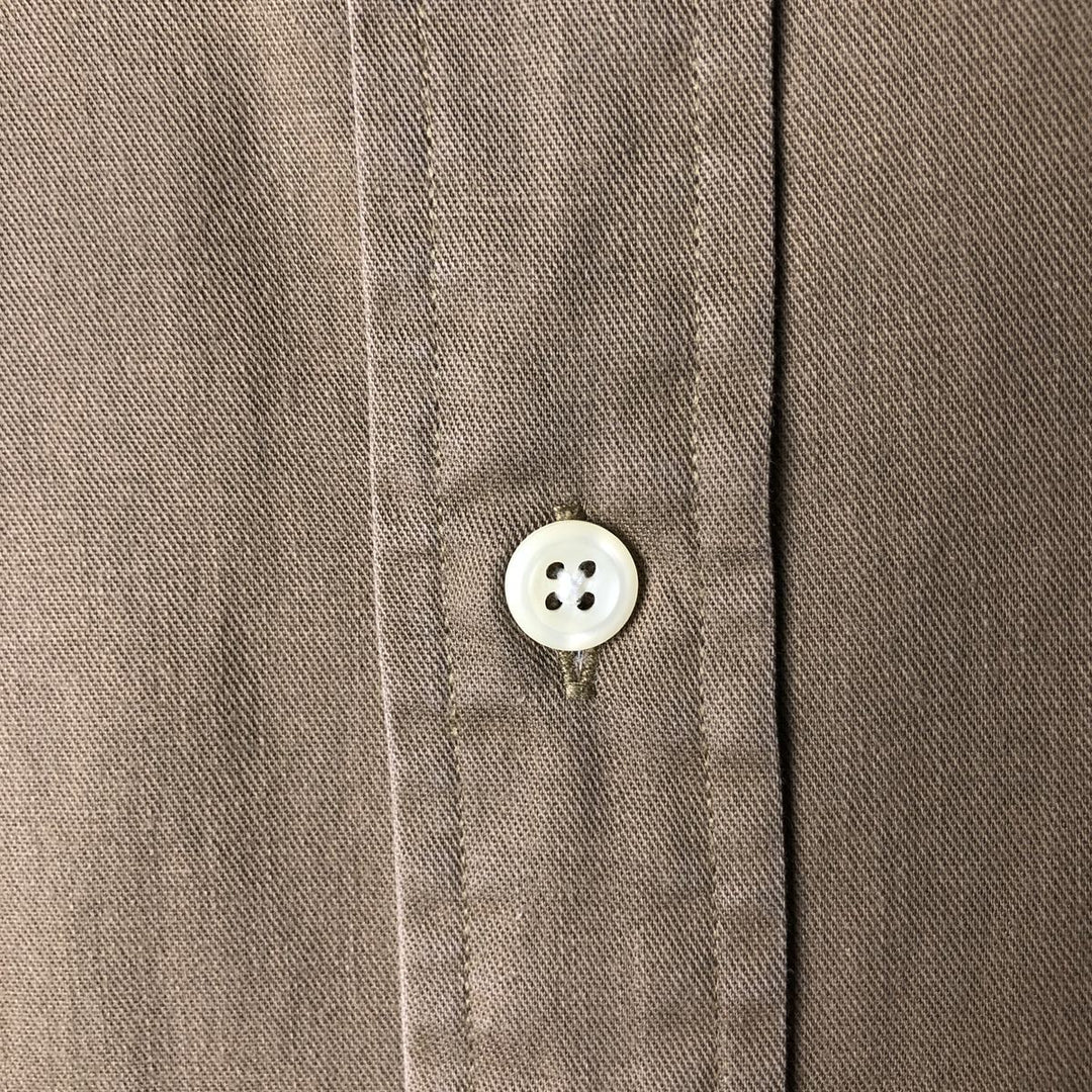 90'S J.Crew Vintage long sleeve button down shirt, size L for men cotton Khaki type brown Vintage Second Hand