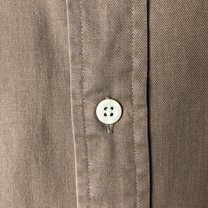 90'S J.Crew Vintage long sleeve button down shirt, size L for men cotton Khaki type brown Vintage Second Hand