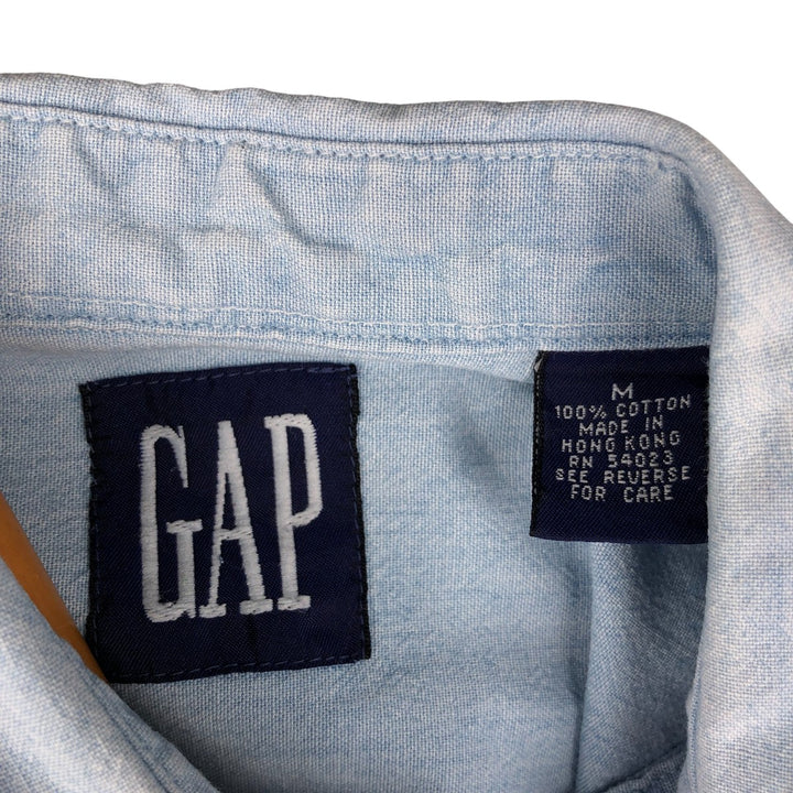 90'S GAP Vintage Long Sleeve Cotton Shirt, Men's Size Medium cotton Blue type light blue Vintage Second Hand
