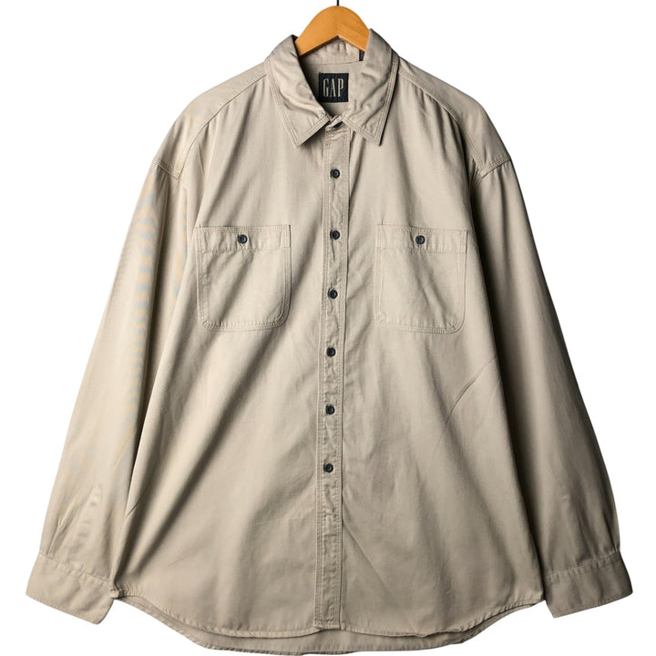 90'S GAP Vintage Long Sleeve Cotton Shirt, Men's XL cotton Beige type Vintage Second Hand