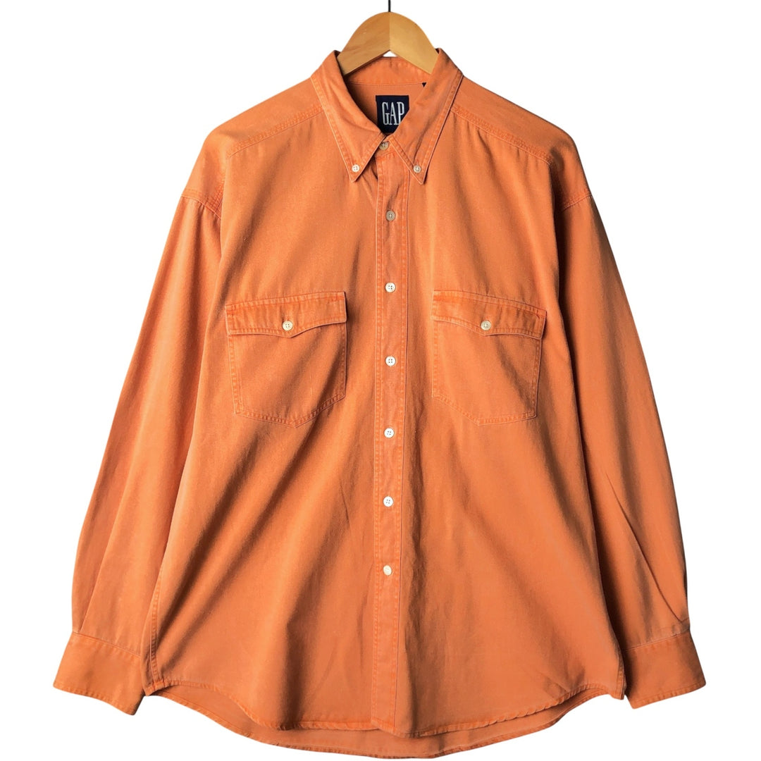 90'S GAP Vintage Long Sleeve Button-Down Shirt, Men's Size L cotton orange type Vintage Second Hand