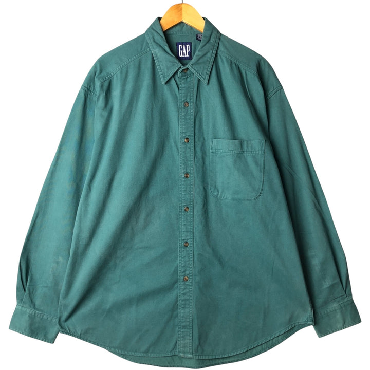 90'S GAP Vintage Long Sleeve Cotton Shirt, Men's XL cotton Green type dark green Vintage Second Hand
