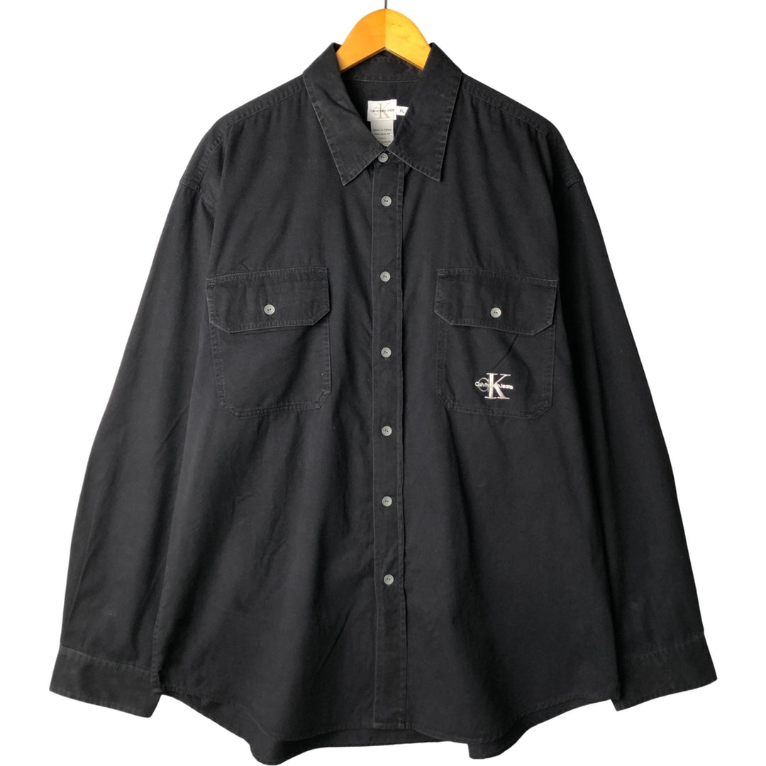 90s-00'S Vintage Calvin Klein Long Sleeve Cotton Shirt, Men's Size XL cotton black type Vintage Second Hand