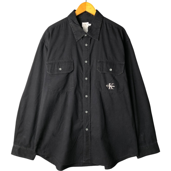 90s-00'S Vintage Calvin Klein Long Sleeve Cotton Shirt, Men's Size XL cotton black type Vintage Second Hand