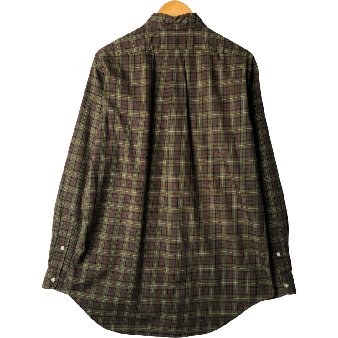 Ralph Lauren Classic Fit Long Sleeve Button Down Check Shirt Men's M cotton Khaki type Vintage Second Hand