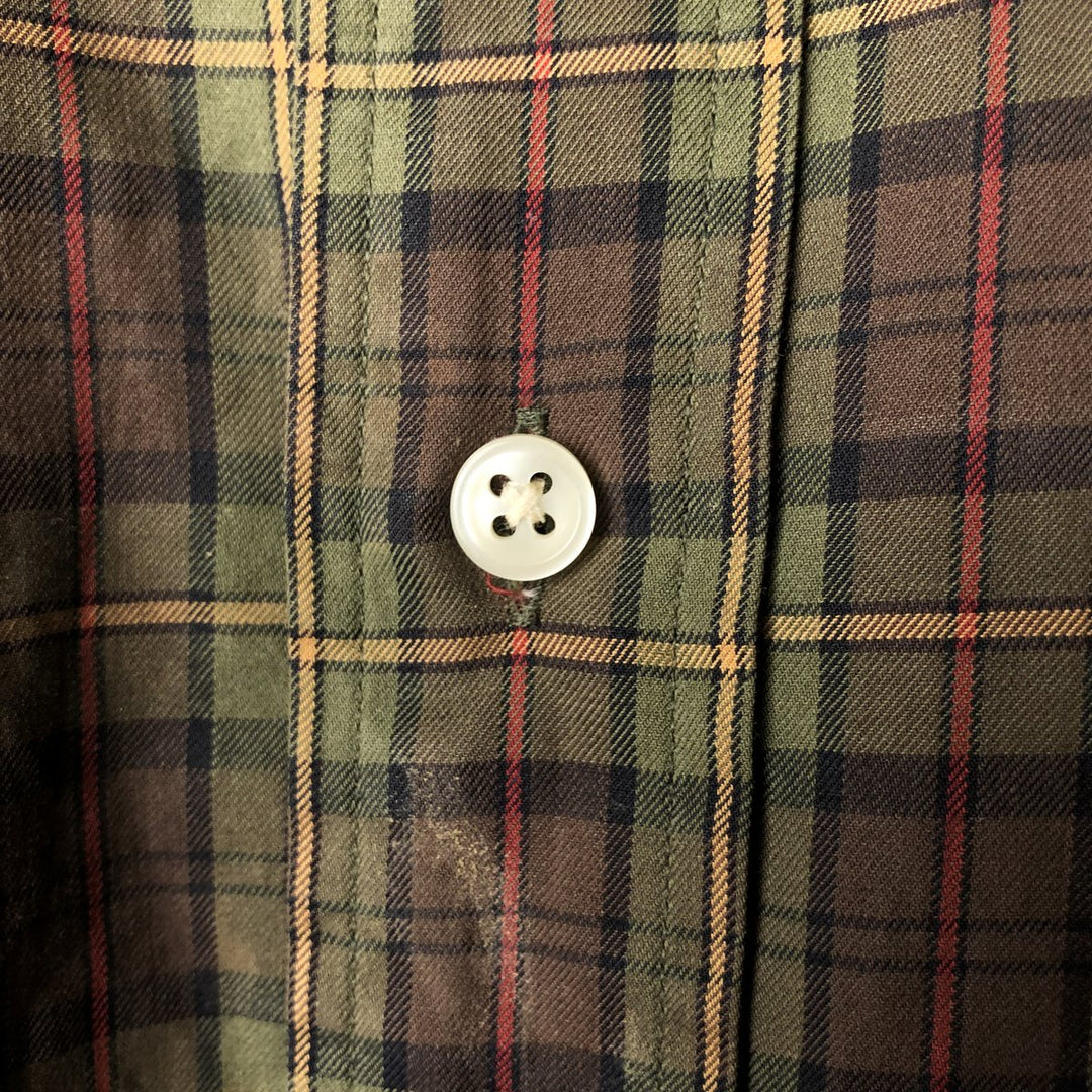 Ralph Lauren Classic Fit Long Sleeve Button Down Check Shirt Men's M cotton Khaki type Vintage Second Hand