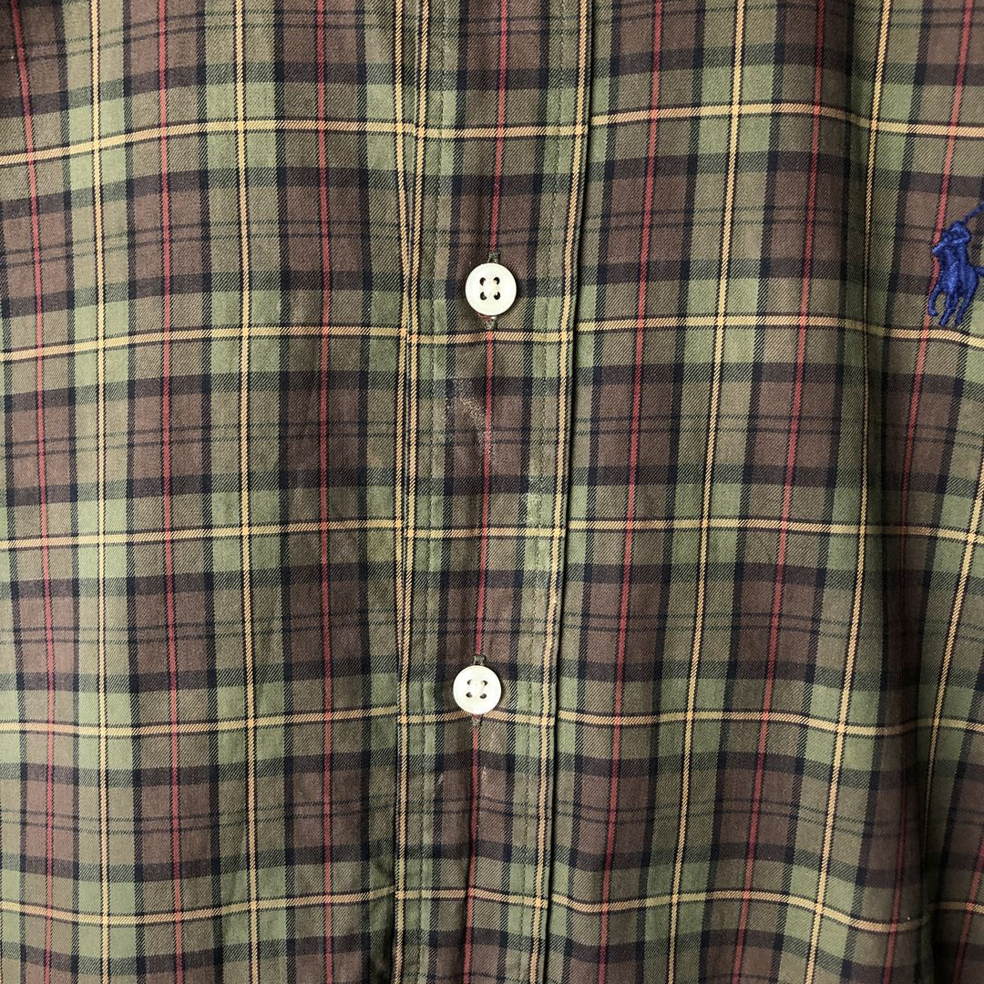 Ralph Lauren Classic Fit Long Sleeve Button Down Check Shirt Men's M cotton Khaki type Vintage Second Hand