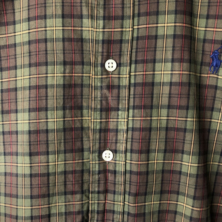 Ralph Lauren Classic Fit Long Sleeve Button Down Check Shirt Men's M cotton Khaki type Vintage Second Hand