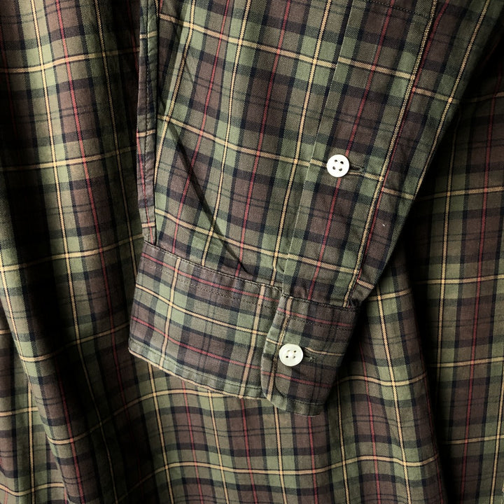 Ralph Lauren Classic Fit Long Sleeve Button Down Check Shirt Men's M cotton Khaki type Vintage Second Hand