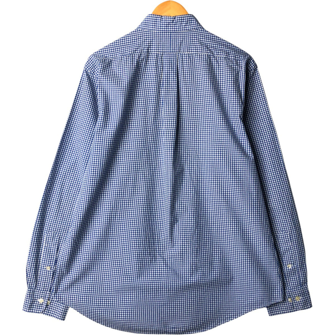 Ralph Lauren CUSTOM FIT Gingham Check Long Sleeve Button Down Check Shirt Men's L size cotton navy blue type Vintage Second Hand