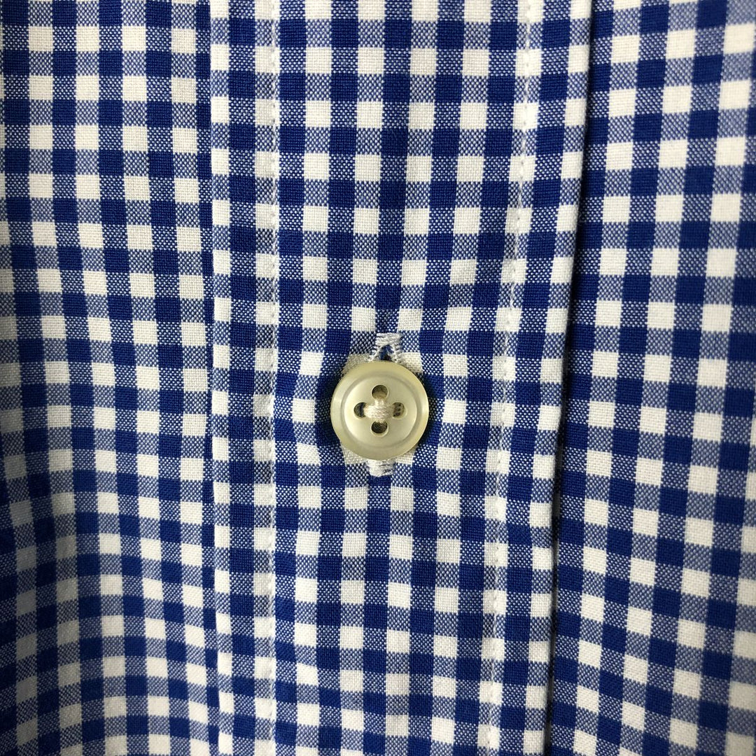Ralph Lauren CUSTOM FIT Gingham Check Long Sleeve Button Down Check Shirt Men's L size cotton navy blue type Vintage Second Hand