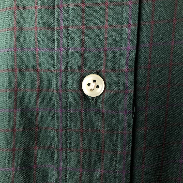 Ralph Lauren BLAKE long sleeve button down check shirt, men's size L cotton Khaki type Vintage Second Hand