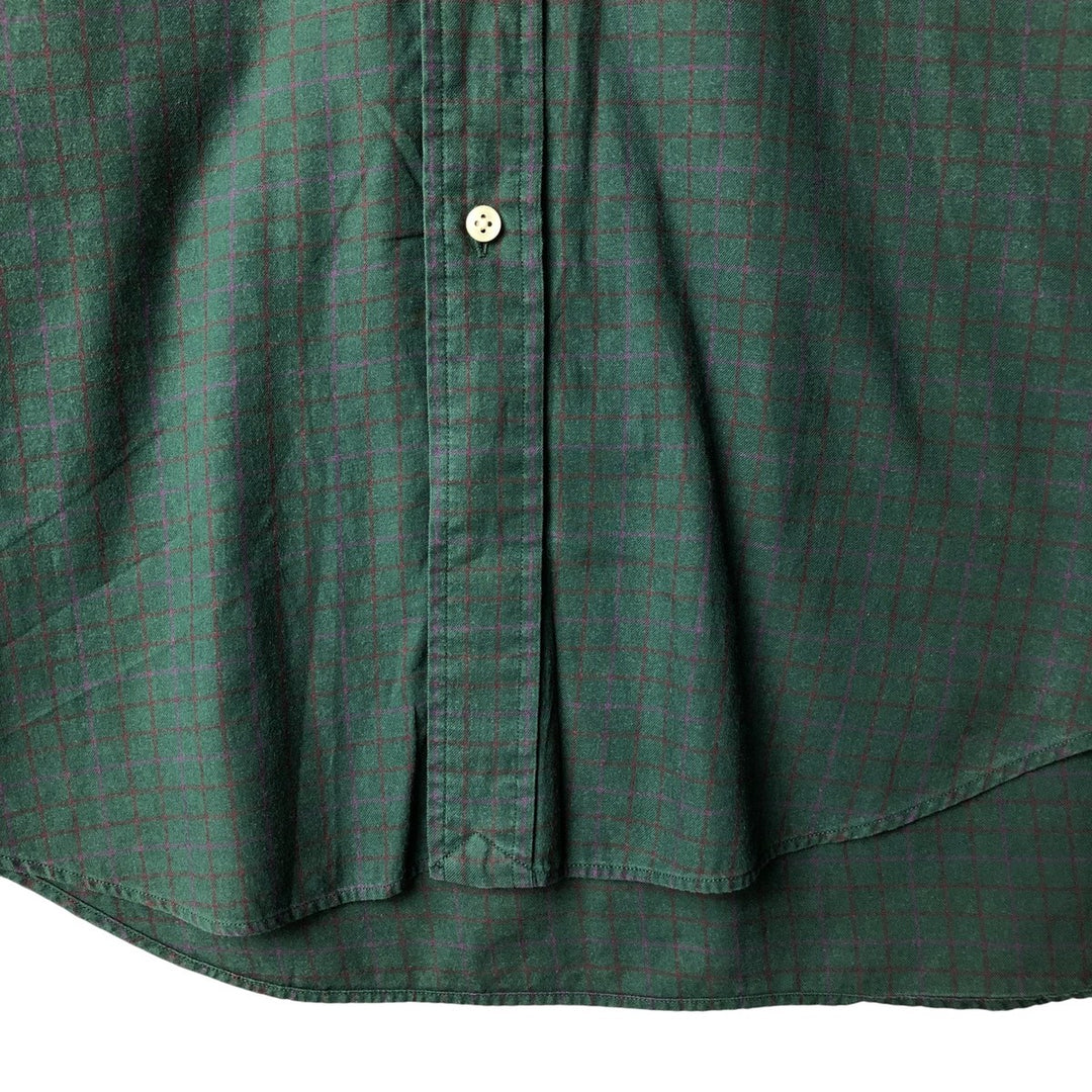 Ralph Lauren BLAKE long sleeve button down check shirt, men's size L cotton Khaki type Vintage Second Hand