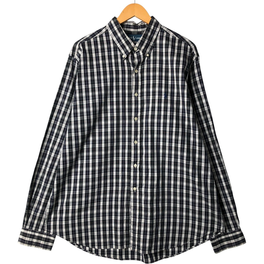 Ralph Lauren Classic Fit Long Sleeve Button Down Check Shirt Men's XL cotton white type Vintage Second Hand