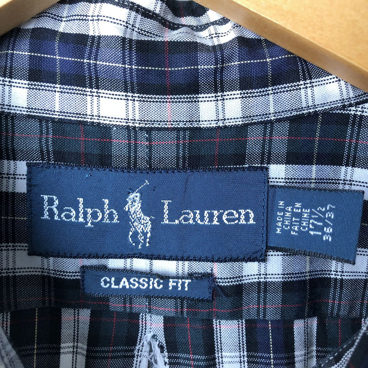 Ralph Lauren Classic Fit Long Sleeve Button Down Check Shirt Men's XL cotton white type Vintage Second Hand