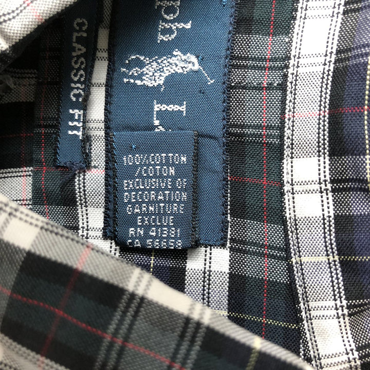 Ralph Lauren Classic Fit Long Sleeve Button Down Check Shirt Men's XL cotton white type Vintage Second Hand