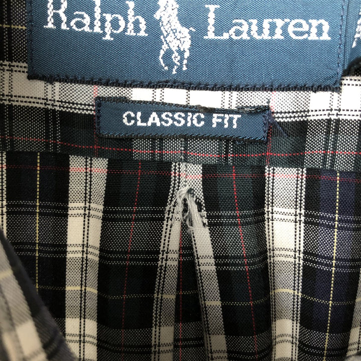 Ralph Lauren Classic Fit Long Sleeve Button Down Check Shirt Men's XL cotton white type Vintage Second Hand