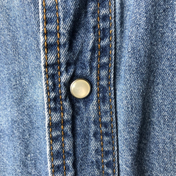 KEY Long Sleeve Denim Western Shirt, Men's Size L cotton blue type Vintage Second Hand