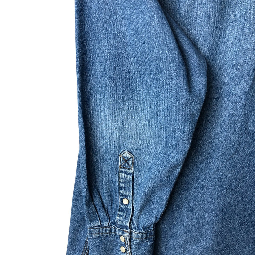 KEY Long Sleeve Denim Western Shirt, Men's Size L cotton blue type Vintage Second Hand