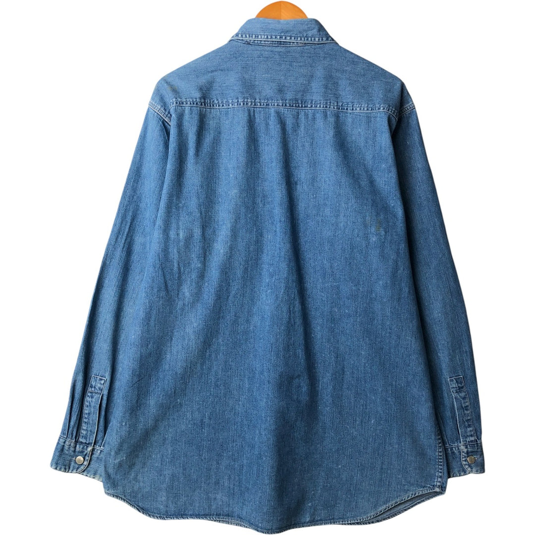 GIRBAUD Long Sleeve Denim Shirt, Men's Size L cotton blue type Vintage Second Hand