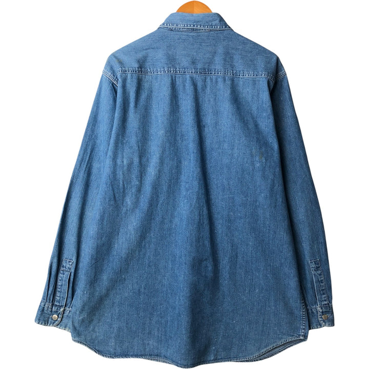 GIRBAUD Long Sleeve Denim Shirt, Men's Size L cotton blue type Vintage Second Hand