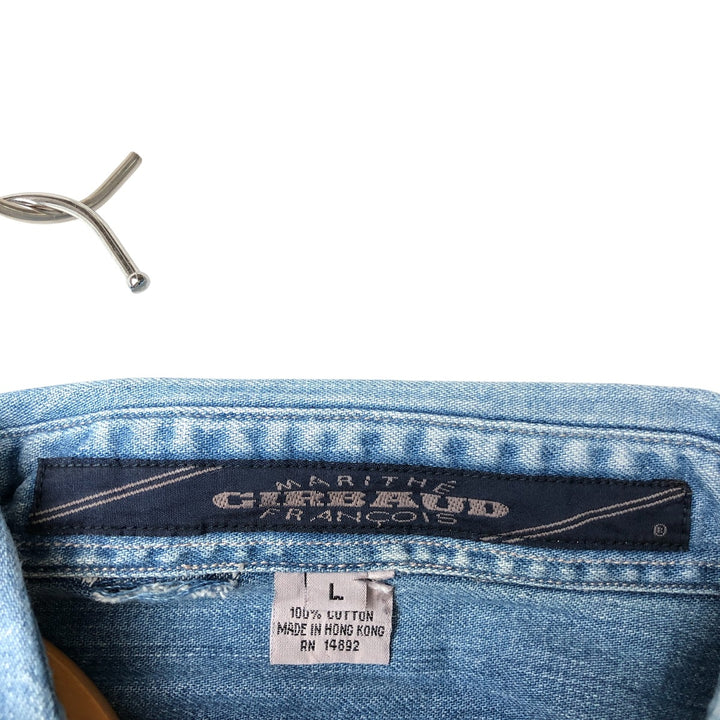 GIRBAUD Long Sleeve Denim Shirt, Men's Size L cotton blue type Vintage Second Hand
