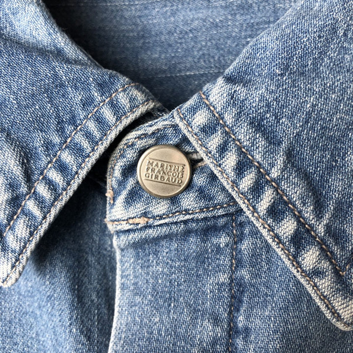 GIRBAUD Long Sleeve Denim Shirt, Men's Size L cotton blue type Vintage Second Hand