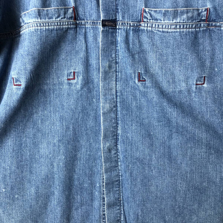 GIRBAUD Long Sleeve Denim Shirt, Men's Size L cotton blue type Vintage Second Hand