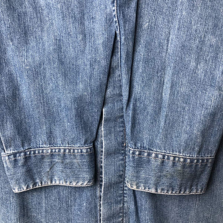 GIRBAUD Long Sleeve Denim Shirt, Men's Size L cotton blue type Vintage Second Hand