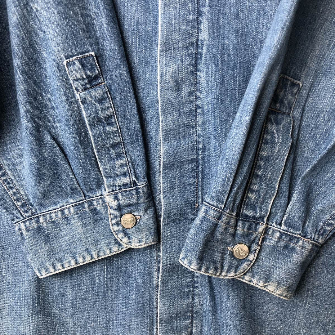 GIRBAUD Long Sleeve Denim Shirt, Men's Size L cotton blue type Vintage Second Hand