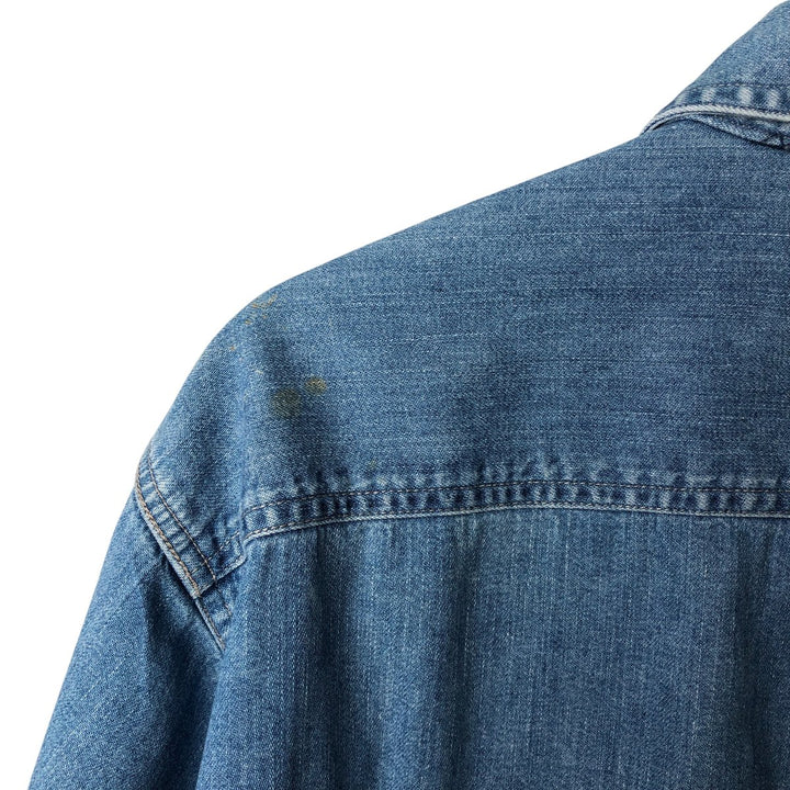 GIRBAUD Long Sleeve Denim Shirt, Men's Size L cotton blue type Vintage Second Hand