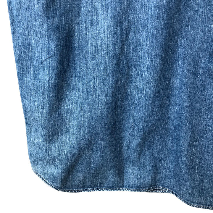 GIRBAUD Long Sleeve Denim Shirt, Men's Size L cotton blue type Vintage Second Hand