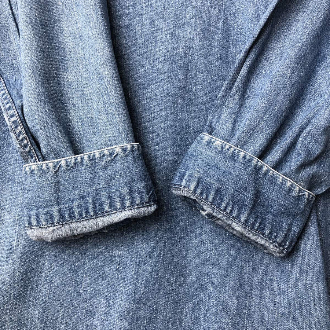 GIRBAUD Long Sleeve Denim Shirt, Men's Size L cotton blue type Vintage Second Hand