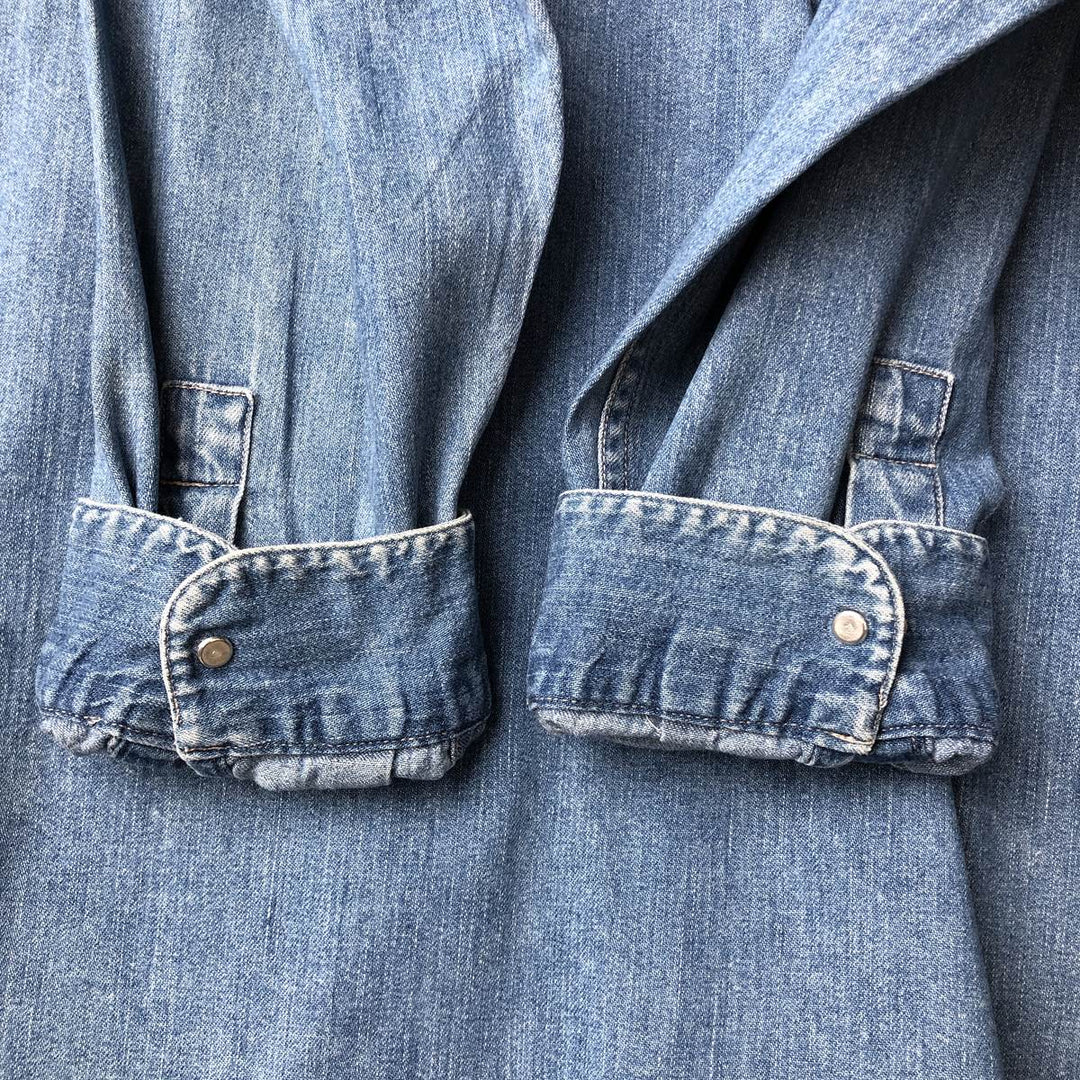 GIRBAUD Long Sleeve Denim Shirt, Men's Size L cotton blue type Vintage Second Hand