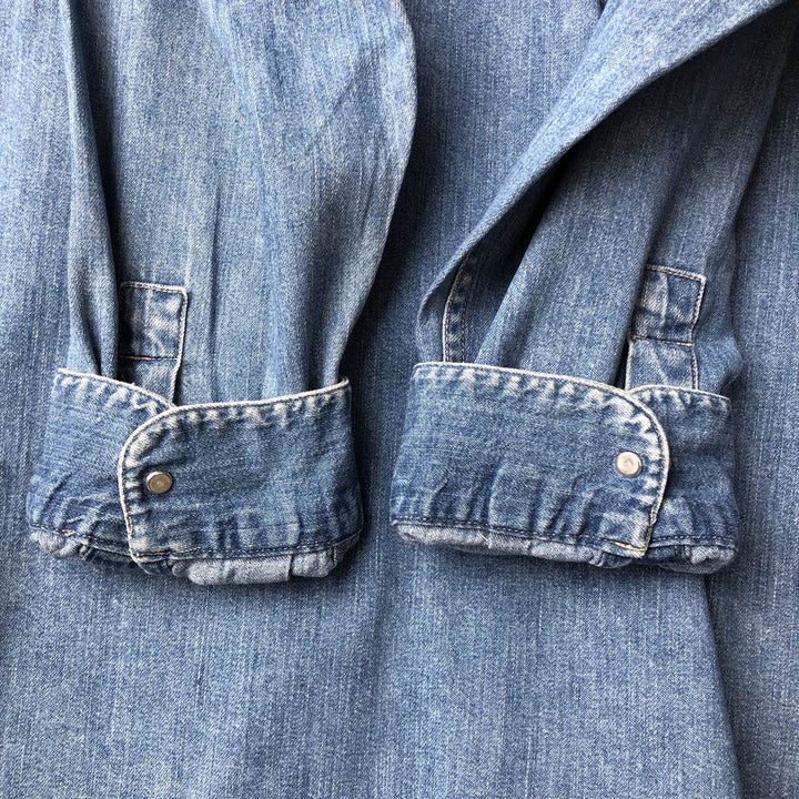 GIRBAUD Long Sleeve Denim Shirt, Men's Size L cotton blue type Vintage Second Hand