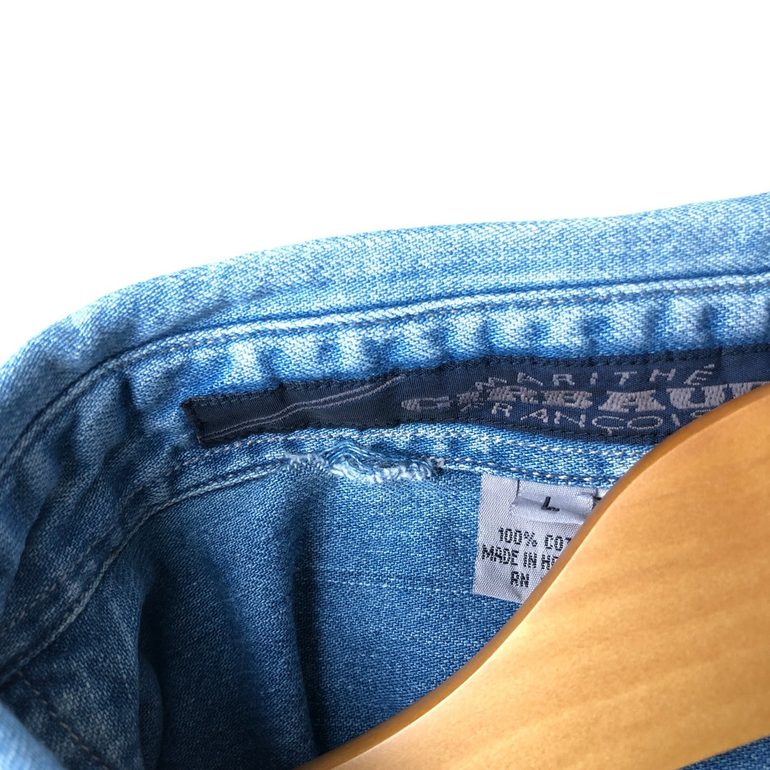 GIRBAUD Long Sleeve Denim Shirt, Men's Size L cotton blue type Vintage Second Hand