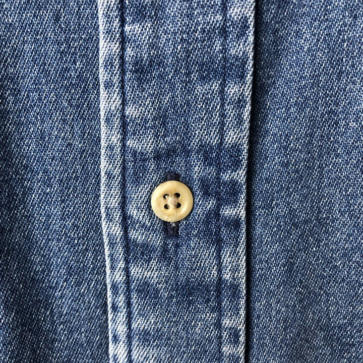 Vintage 90'S Tommy Hilfiger long-sleeved button-down denim shirt, size L, men's size L cotton blue type Vintage Second Hand