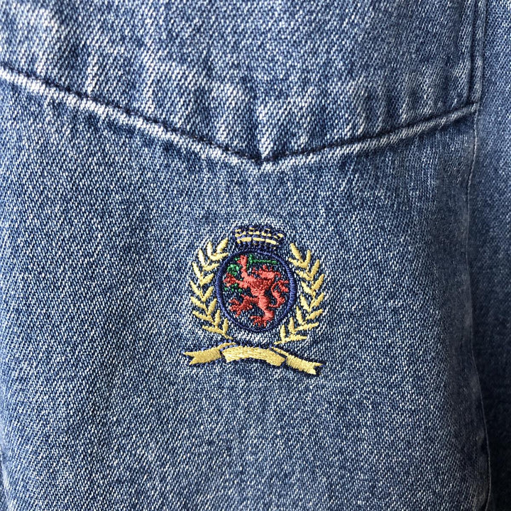 Vintage 90'S Tommy Hilfiger long-sleeved button-down denim shirt, size L, men's size L cotton blue type Vintage Second Hand